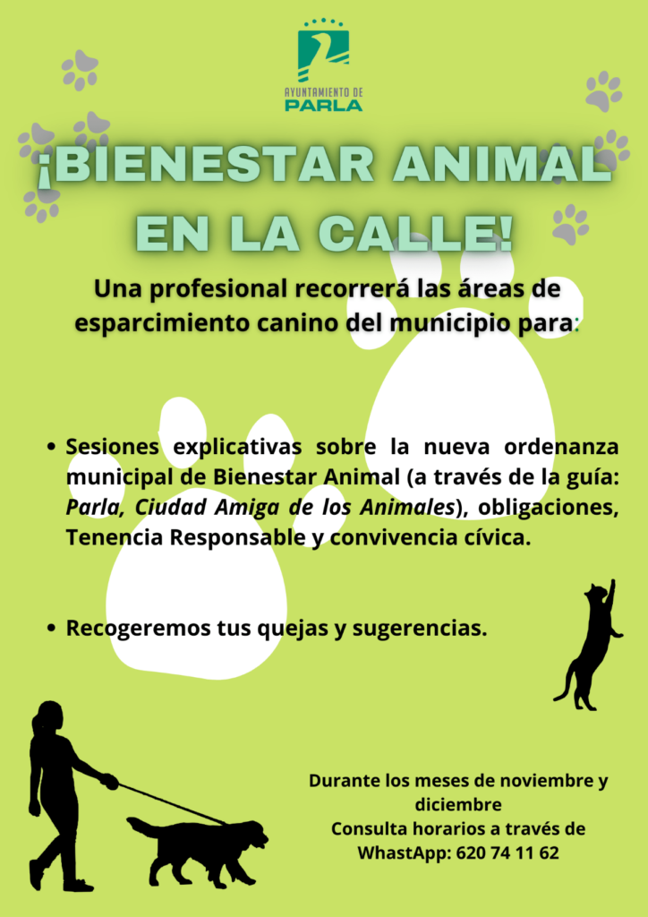 Educadora animal recorre los parque de Parla para recordar a los vecinos sus obligaciones con las mascotas